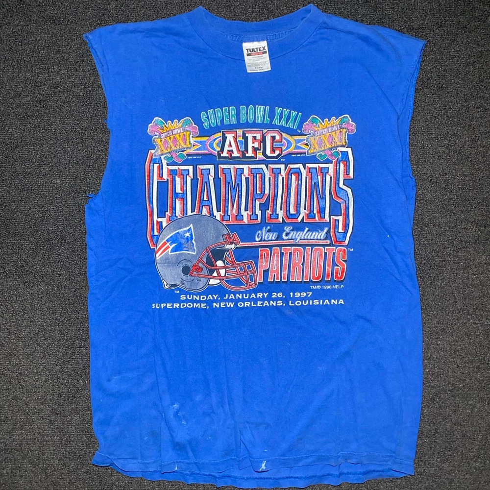 Vintage New England patriots Super Bowl xxxi afc champions blue shirt size xl
